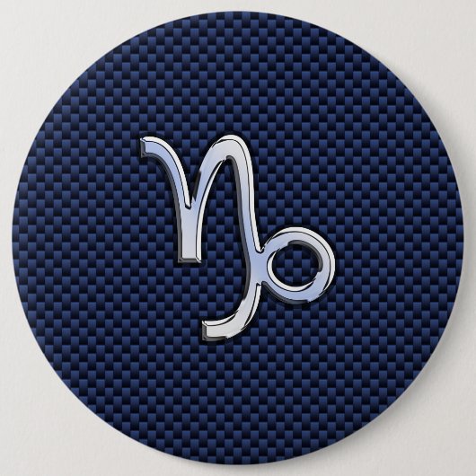 Capricorn Zodiac Symbol Navy Blue Carbon Fibre Button (Vorderseite)