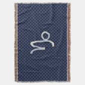 Capricorn Zodiac Symbol Navy Blue Carbon Fibre Decke (Vorderseite Vertikal)