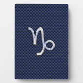 Capricorn Zodiac Symbol Navy Blue Carbon Fibre Fotoplatte (Vorderseite)