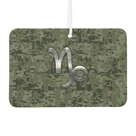 Capricorn Zodiac Symbol Woodland Camouflage Autolufterfrischer (Vorderseite)