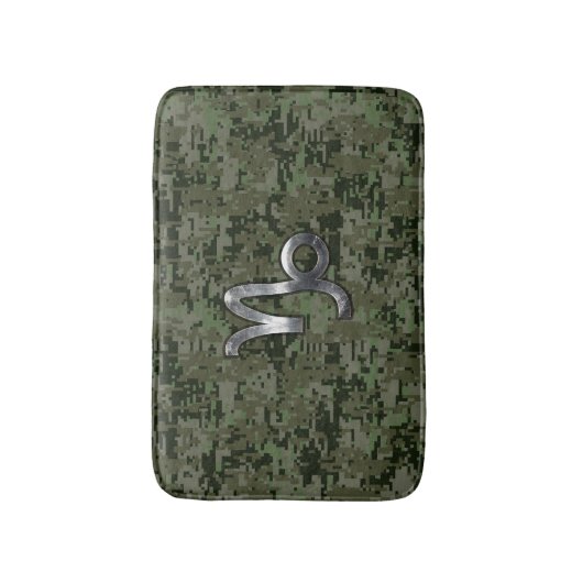Capricorn Zodiac Symbol Woodland Camouflage Badematte (Vorderseite Vertikal)