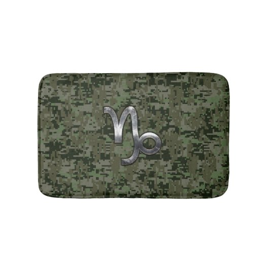 Capricorn Zodiac Symbol Woodland Camouflage Badematte (Vorderseite)
