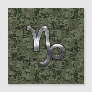 Capricorn Zodiac Symbol Woodland Camouflage Magnetkarte