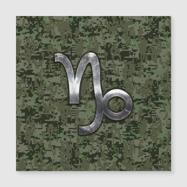 Capricorn Zodiac Symbol Woodland Camouflage Magnetkarte (Vorderseite)