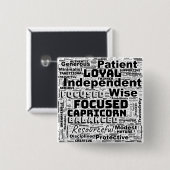 Capricorn Zodiac Word Cloud Inspiration Button (Vorne & Hinten)