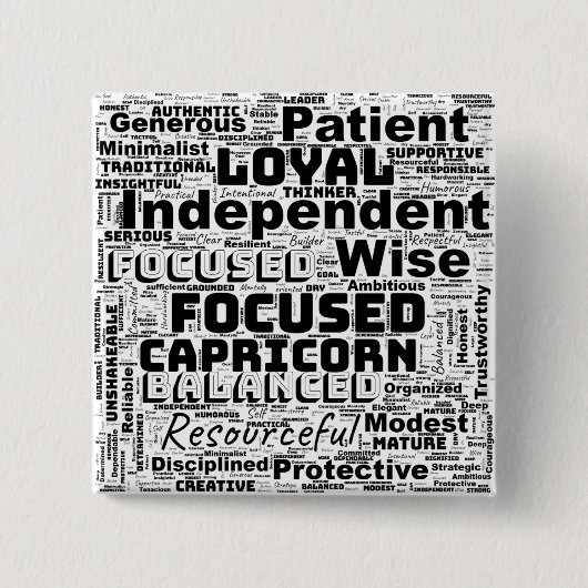 Capricorn Zodiac Word Cloud Inspiration Button (Vorderseite)
