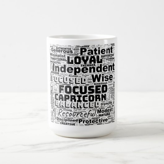 Capricorn Zodiac Word Cloud Inspiration Kaffeetasse (Mittel)