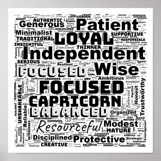 Capricorn Zodiac Word Cloud Inspiration Poster (Vorne)