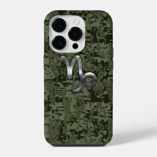 Capricorn Zodiac Zeichen auf Olivgrün Camouflage iPhone 14 Pro Hülle