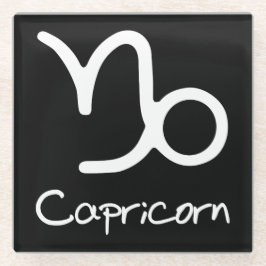 Capricorn Zodiac-Zeichen auf schwarzem Hintergrund Glasuntersetzer