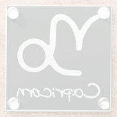 Capricorn Zodiac-Zeichen auf schwarzem Hintergrund Glasuntersetzer (Rückseite)