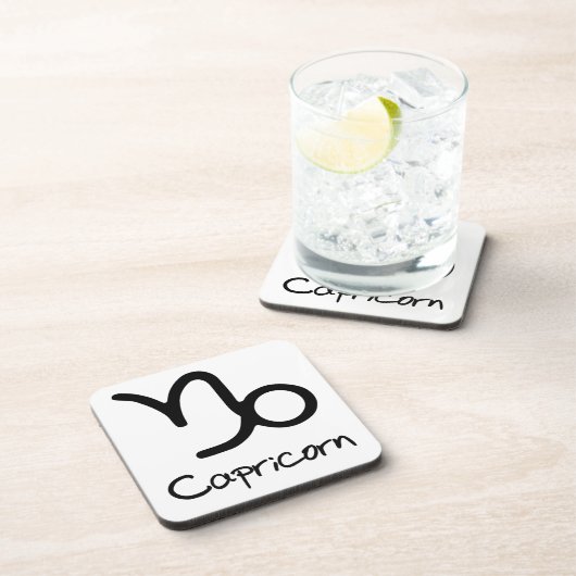 Capricorn Zodiac Zeichen auf weißem Hintergrund Getränkeuntersetzer (Rechte Seite)