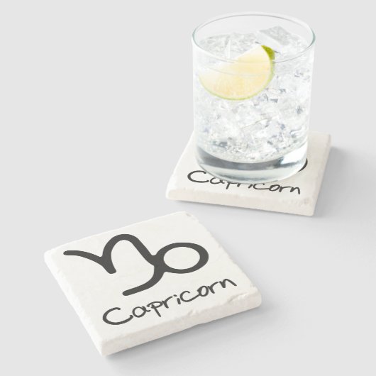 Capricorn Zodiac Zeichen auf weißem Hintergrund Steinuntersetzer (Seitenansicht)