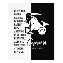 Capricorn Zodiac Zeichen, Schwarz & Weiß Poster