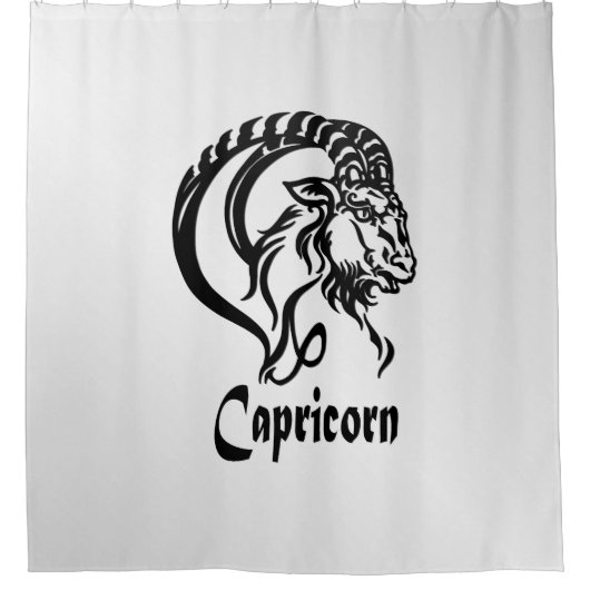 Capricorn Zodiac Zeichen und Symbol Silber Duschvorhang (Vorderseite)