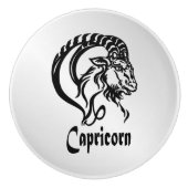 Capricorn Zodiac Zeichen und Symbol Silber Keramikknauf (Vorderseite)