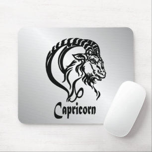 Capricorn Zodiac Zeichen und Symbol Silber Mousepad