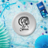 Capricorn Zodiac Zeichen und Symbol Silber Pappteller (Party)