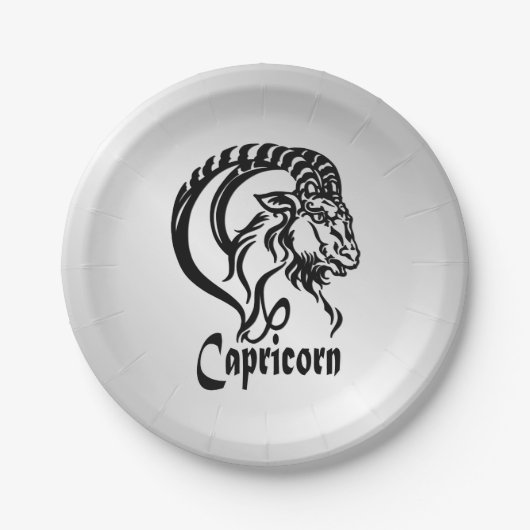 Capricorn Zodiac Zeichen und Symbol Silber Pappteller (Vorderseite)