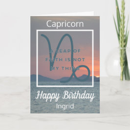 Capricorn Zodiac Zitat Blue & White Geburtstag Karte