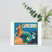 Capricornio Vintag Crate Label Postkarte (Stehend Vorderseite)