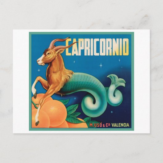 Capricornio Vintag Crate Label Postkarte (Vorderseite)