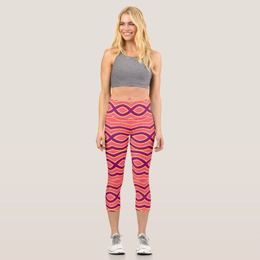 Capris, ein trendiger, vielfarbiger Stoffmuster Capri Leggings (Vorderseite)