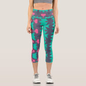 Capris, ein trendiger, vielfarbiger Stoffmuster Capri Leggings (Vorderseite)