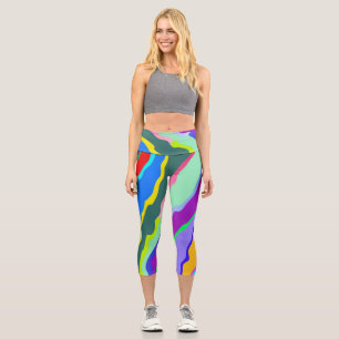 Capris, ein trendiger, vielfarbiger Stoffmuster Capri Leggings