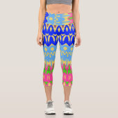 Capris, ein trendiger, vielfarbiger Stoffmuster Capri Leggings (Vorderseite)