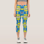 Capris, ein trendiger, vielfarbiger Stoffmuster Capri Leggings (Vorderseite)