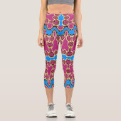 Capris, ein trendiger, vielfarbiger Stoffmuster Capri Leggings (Vorderseite)