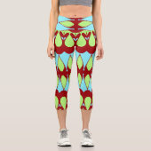 Capris, ein trendiger, vielfarbiger Stoffmuster Capri Leggings (Vorderseite)