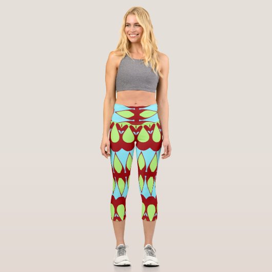 Capris, ein trendiger, vielfarbiger Stoffmuster Capri Leggings (Vorderseite)