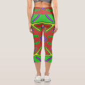 Capris, ein trendiger, vielfarbiger Stoffmuster Capri Leggings (Rückseite)