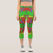 Capris, ein trendiger, vielfarbiger Stoffmuster Capri Leggings (Vorderseite)