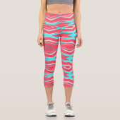 Capris, ein trendiger, vielfarbiger Stoffmuster Capri Leggings (Vorderseite)