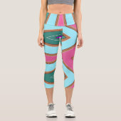 Capris, ein trendiger, vielfarbiger Stoffmuster Capri Leggings (Vorderseite)