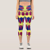 Capris, ein trendiger, vielfarbiger Stoffmuster Capri Leggings (Vorderseite)