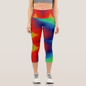 Capris, ein trendiger, vielfarbiger Stoffmuster Capri Leggings (Vorderseite)