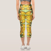 Capris, ein trendiger, vielfarbiger Stoffmuster Capri Leggings (Rückseite)