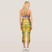 Capris, ein trendiger, vielfarbiger Stoffmuster Capri Leggings (Rückseite)