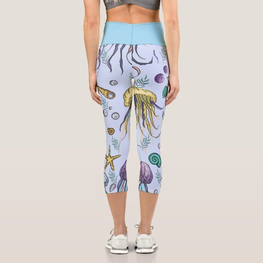 Capris in Blau mit Jelly Fish (Rückseite)