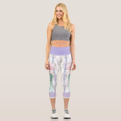 Capris-Leggings in einem Kakteen-Design in Weiß Capri Leggings (Vorderseite)