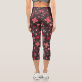 Capris-Leggings in Schwarz mit rosa Blume Capri Leggings (Rückseite)