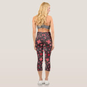 Capris-Leggings in Schwarz mit rosa Blume Capri Leggings (Rückseite)