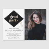Caps der Foto Graduation Party Magneteinladung (Vorderseite)