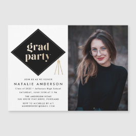 Caps der Foto Graduation Party Magneteinladung