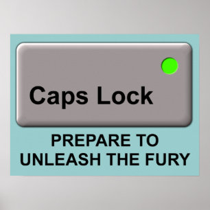 Caps Lock Fury Funny Print Poster Sign Spaß