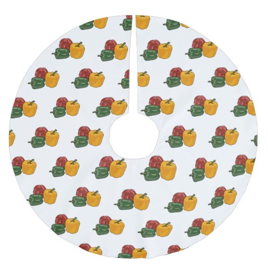 Capsicum-Cartoon-Abbildung Polyester Weihnachtsbaumdecke (Vorderseite)